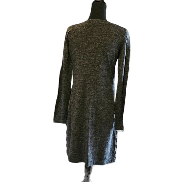 London Times Chevron Knit Sweater Dress 100% Acrylic Grey Size M - Picture 2 of 7